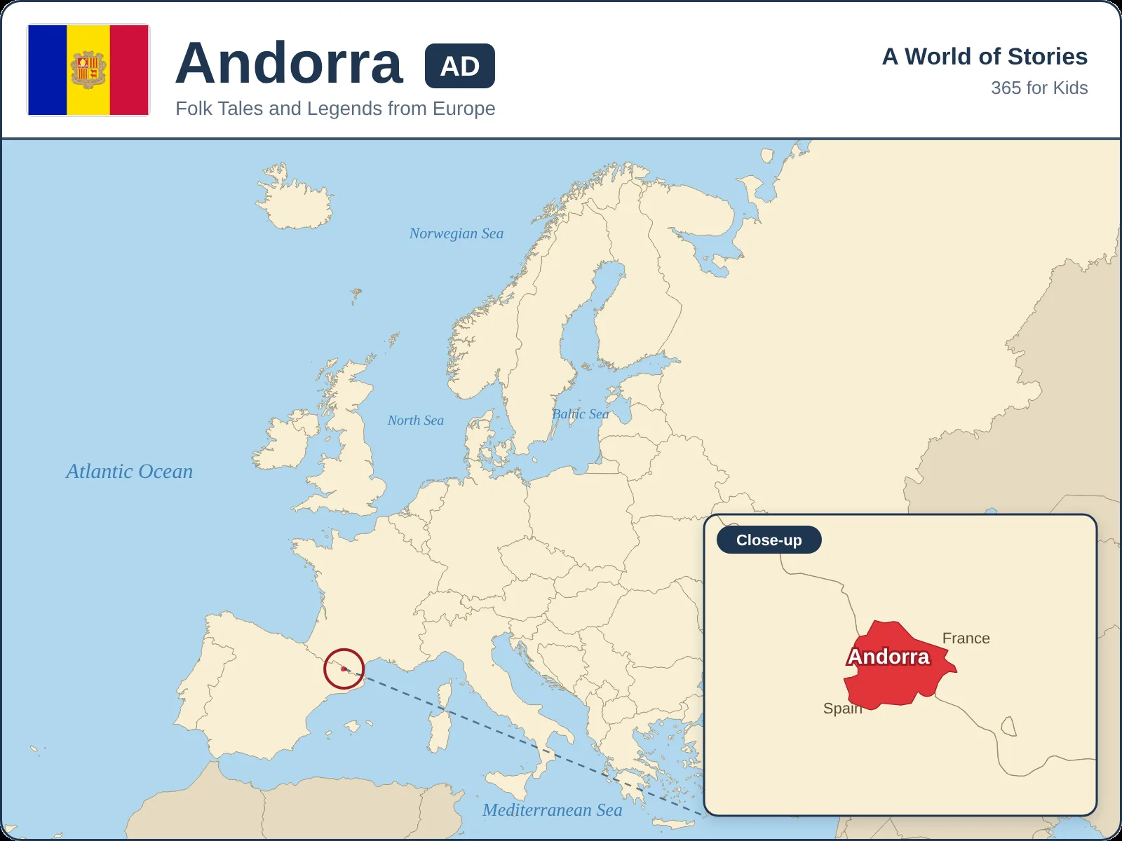 Map showing where Andorra is in Europe