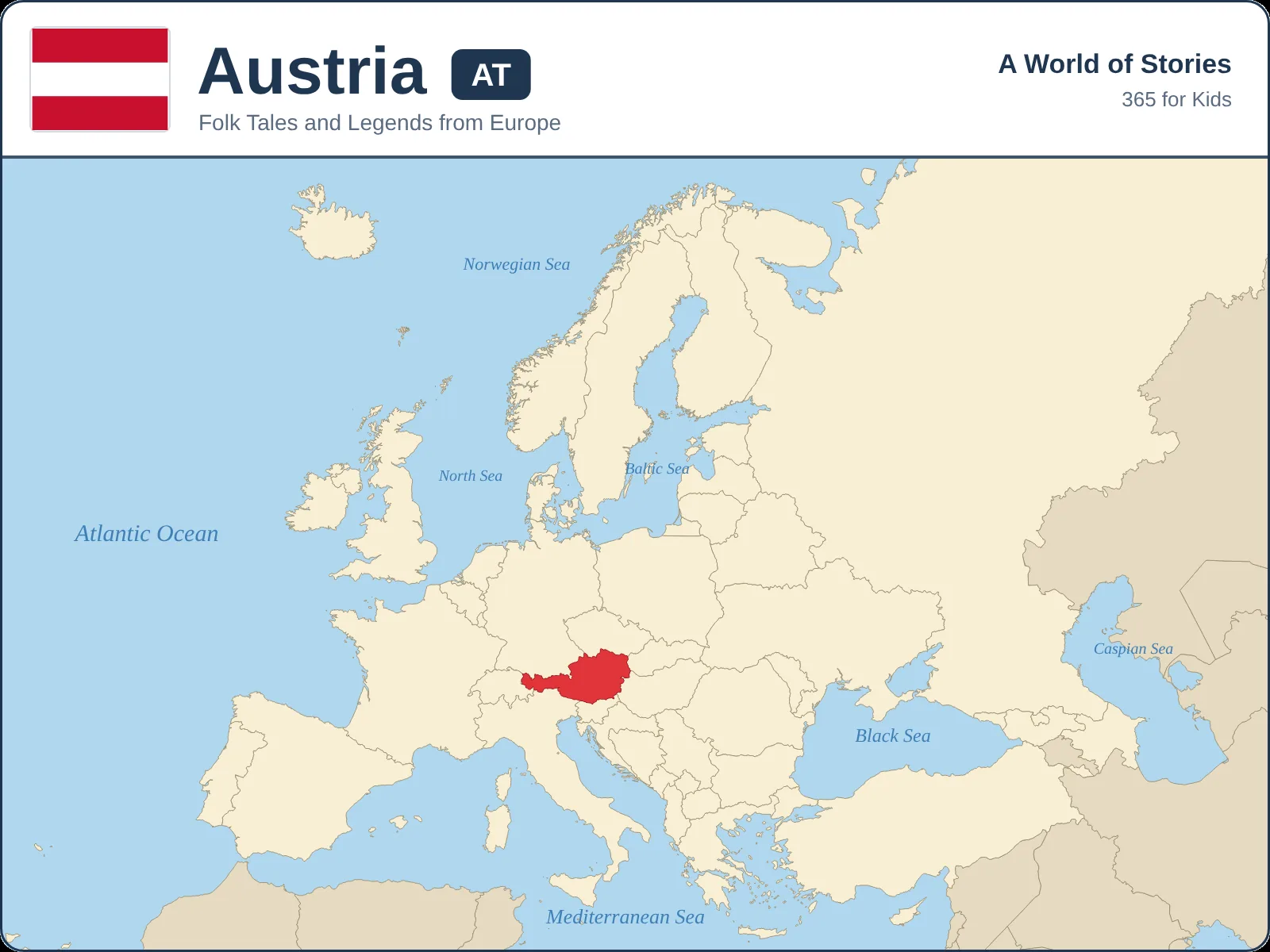 Map showing where Austria is in Europe