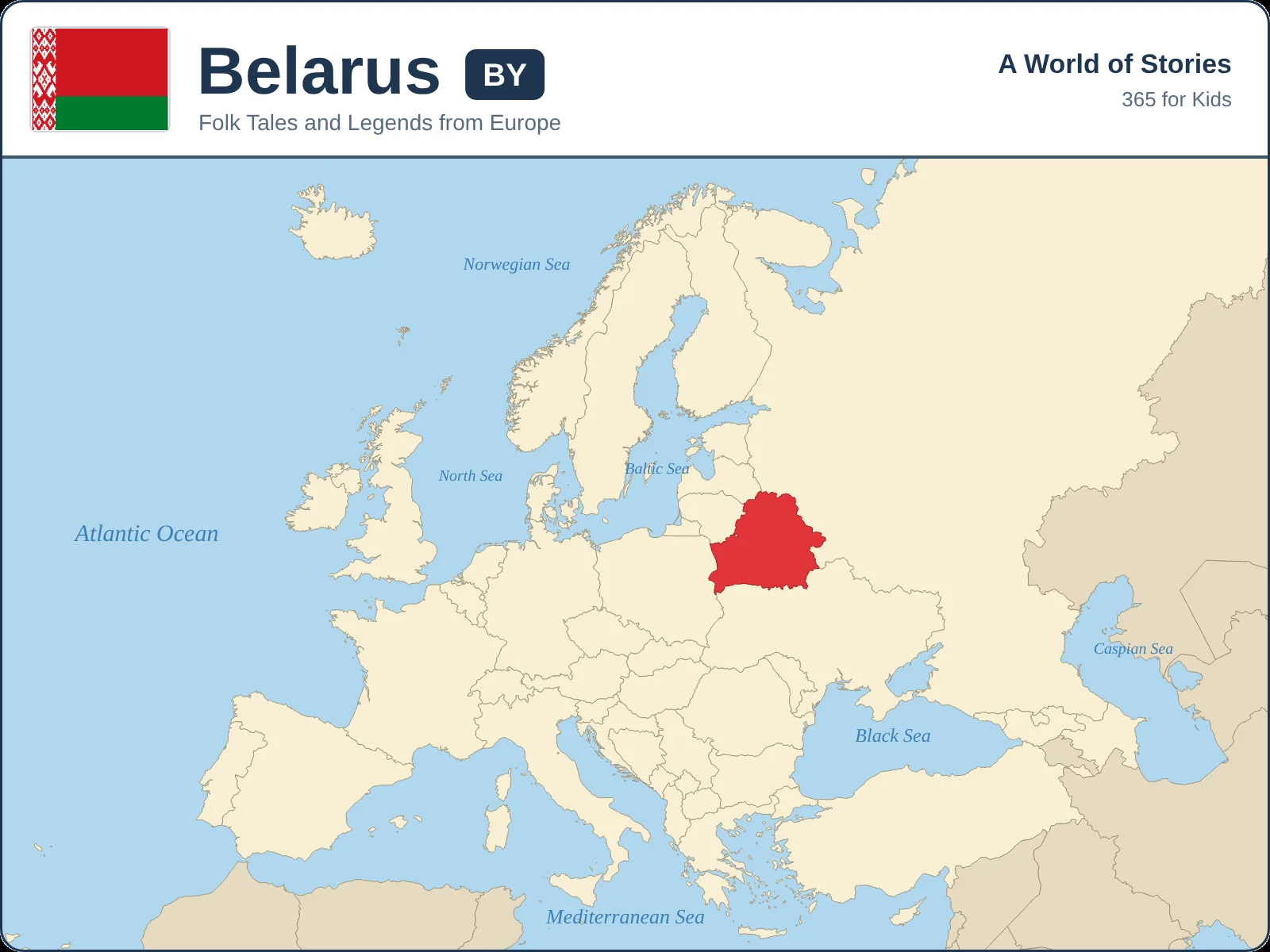 Map showing where Belarus is in Europe