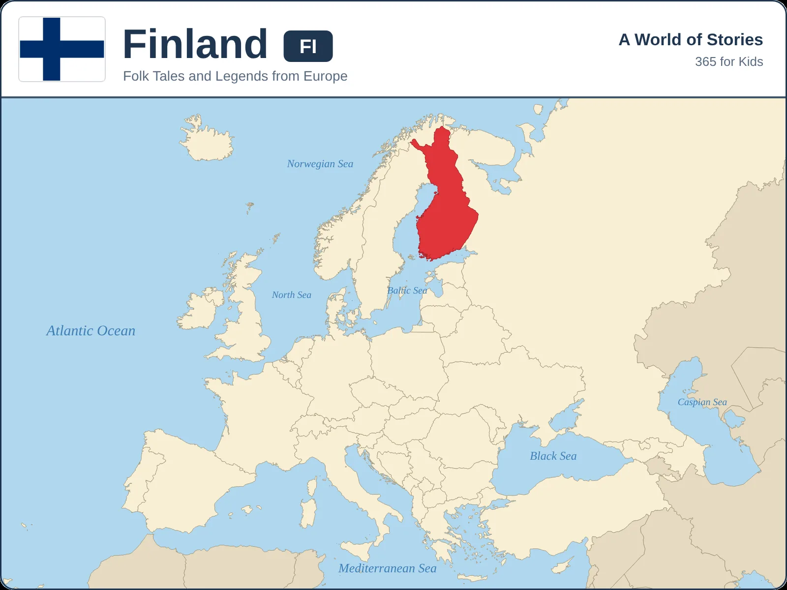 Map showing where Finland is in Europe