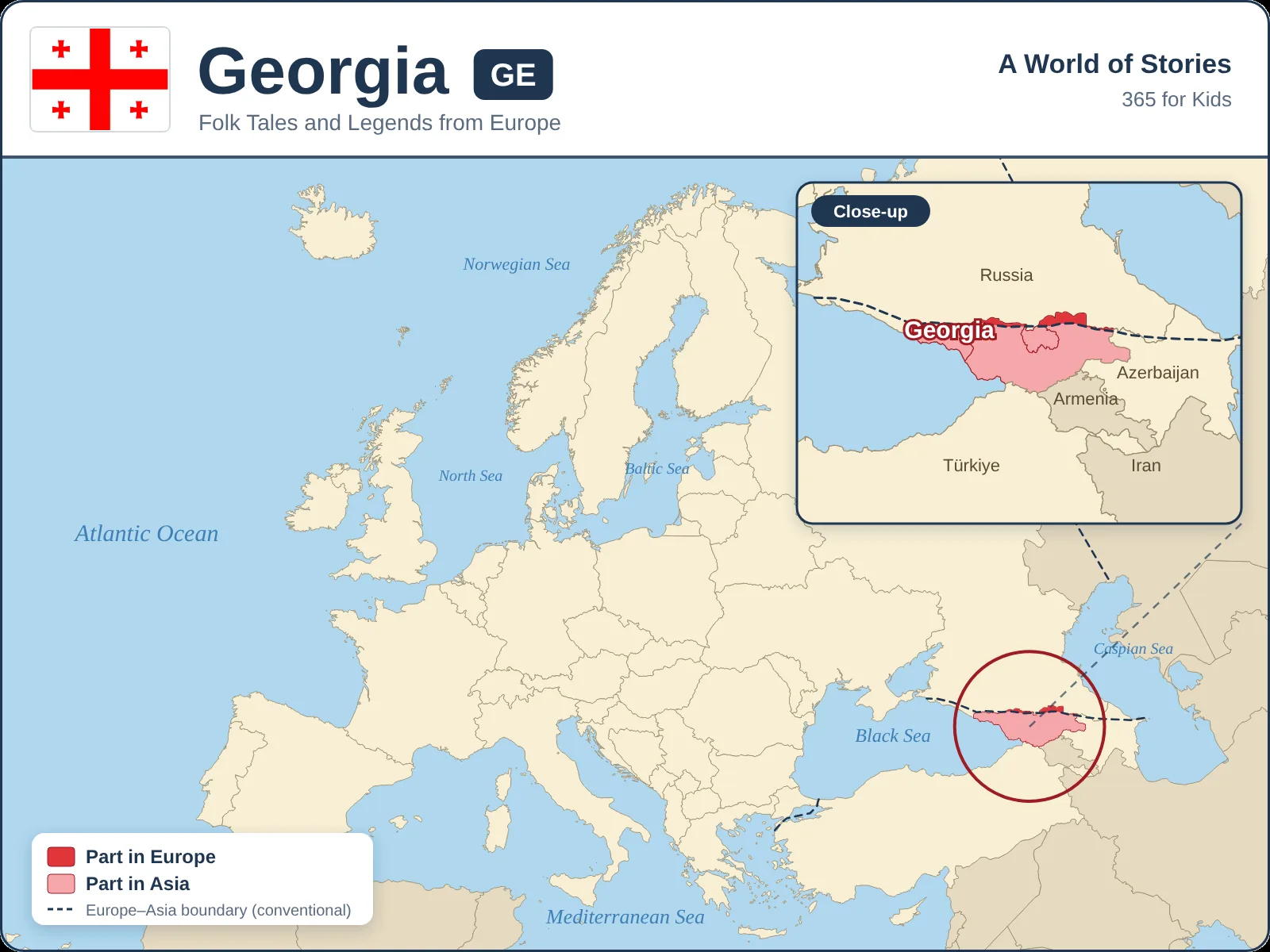 Map showing where Georgia is in Europe