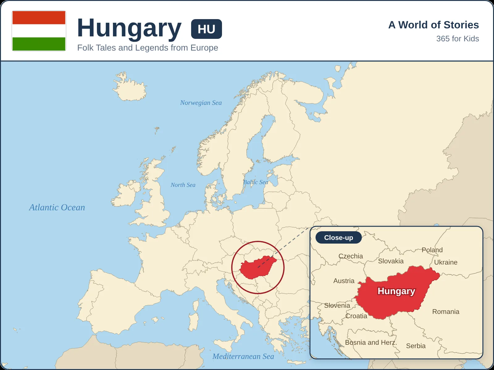 Map showing where Hungary is in Europe