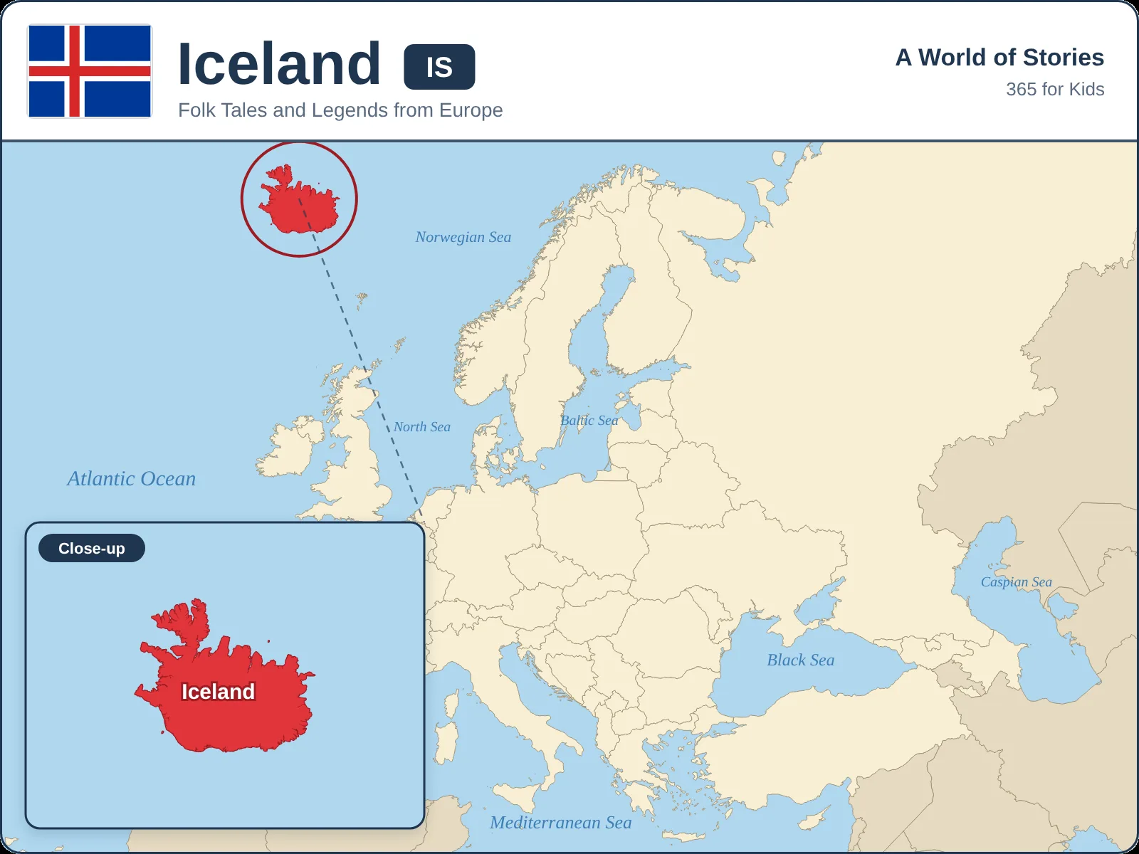 Map showing where Iceland is in Europe