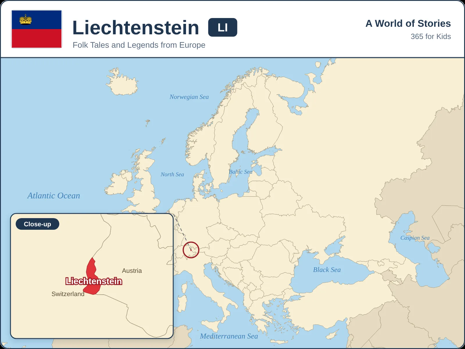 Map showing where Liechtenstein is in Europe