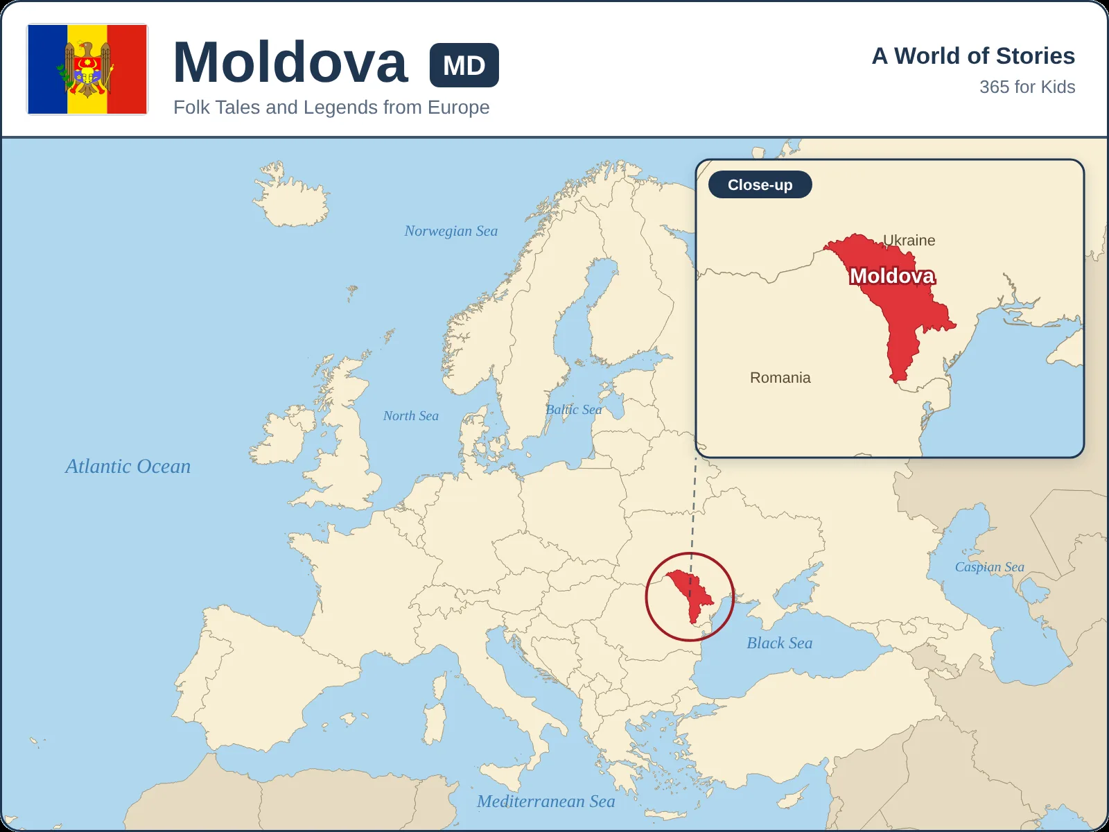 Map showing where Moldova is in Europe