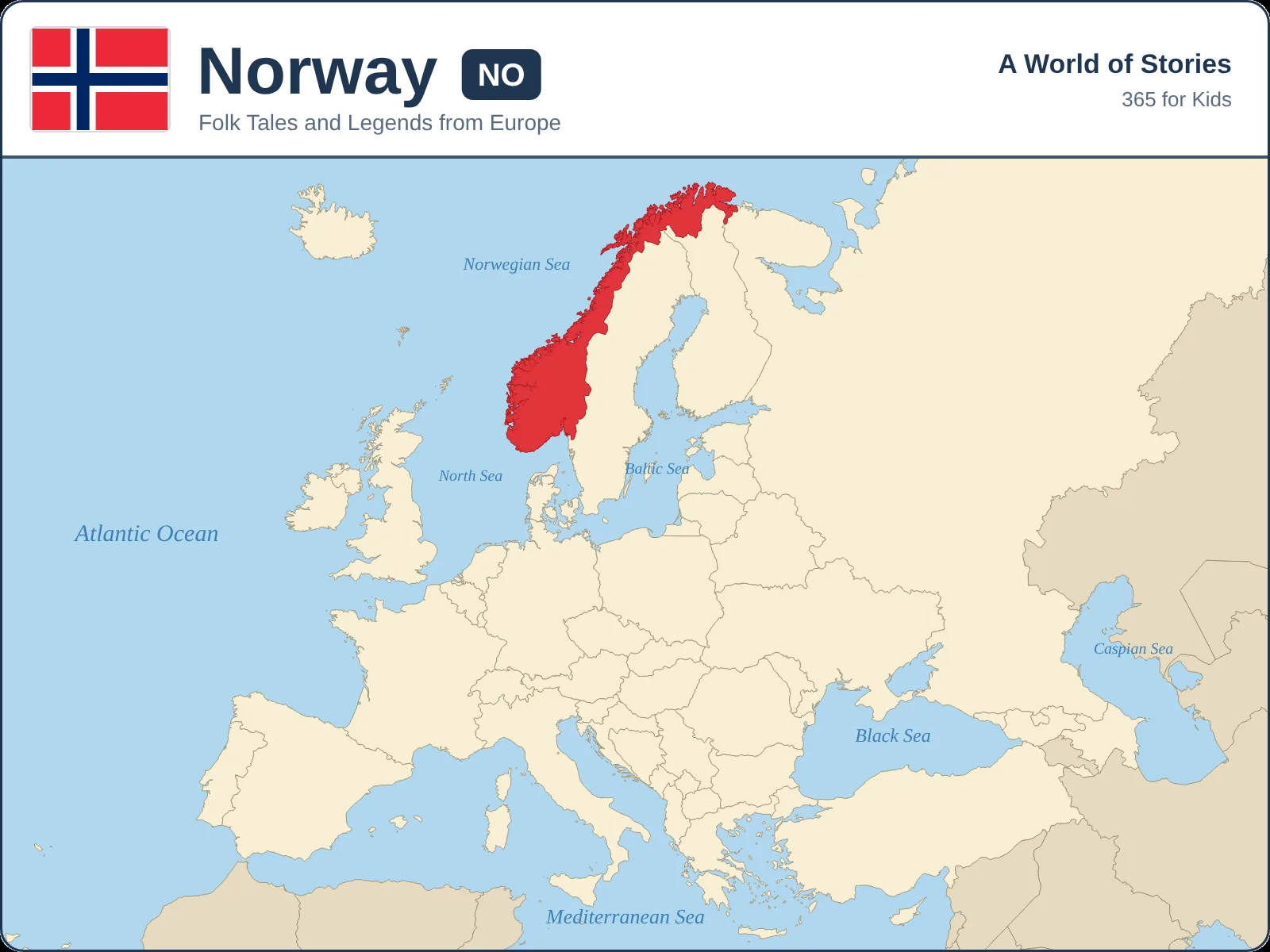 Map showing where Norway is in Europe