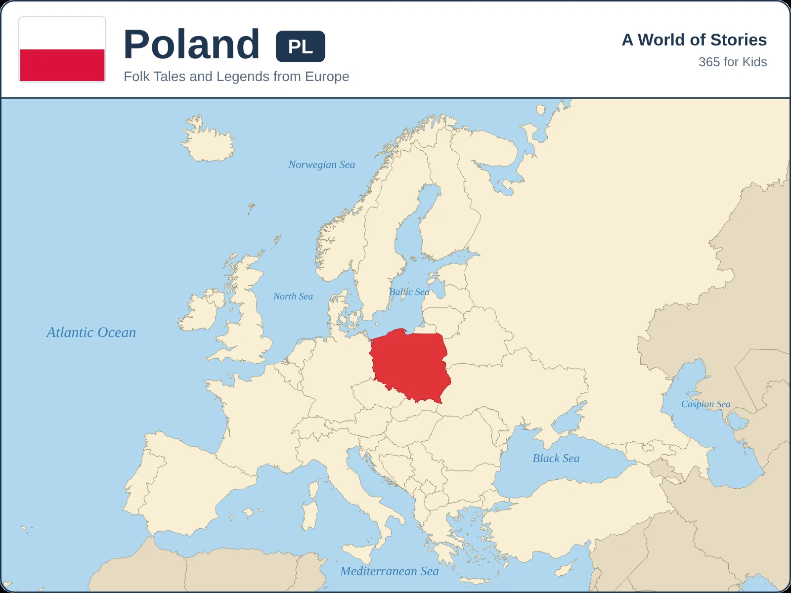 Map showing where Poland is in Europe