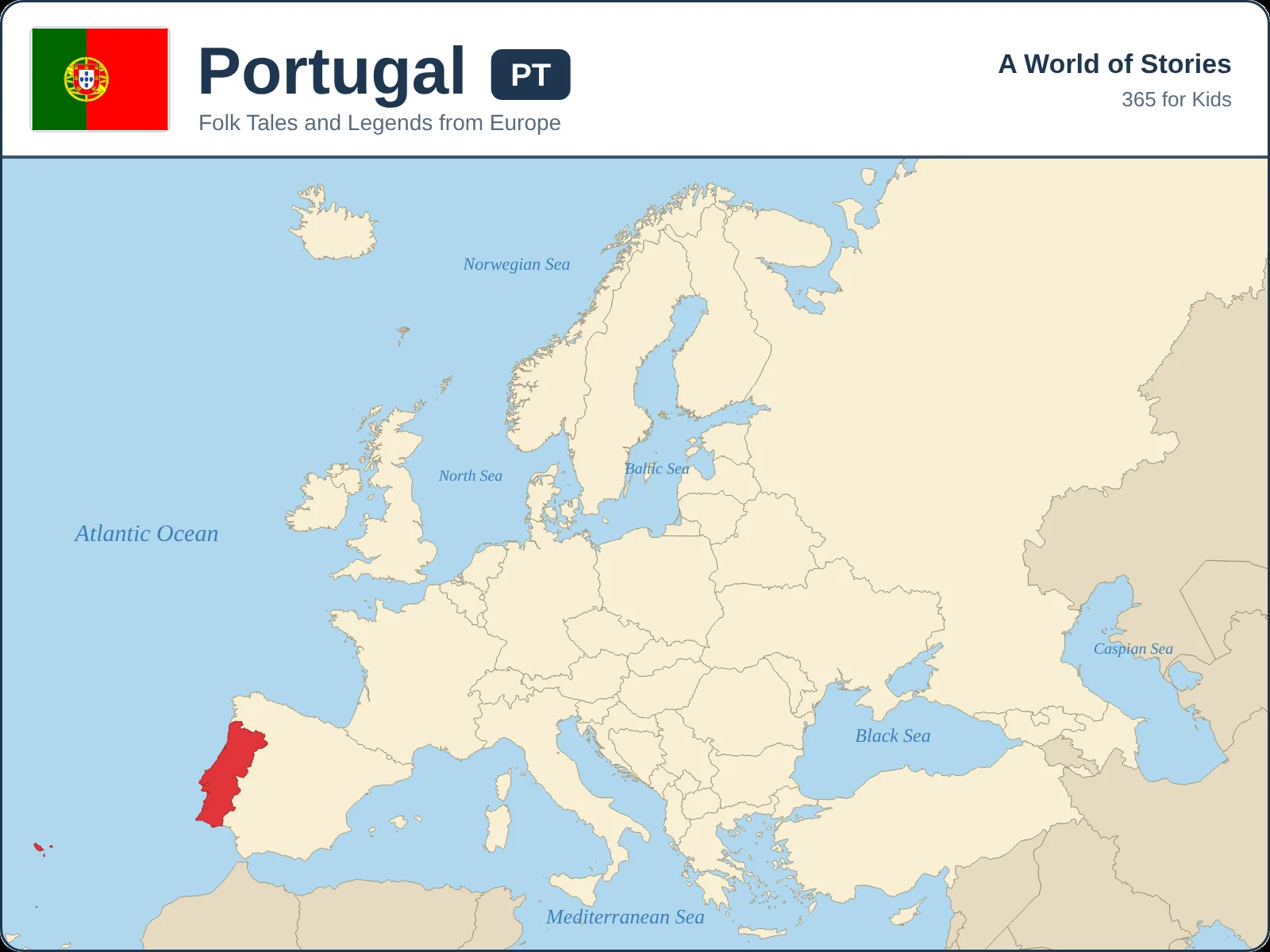 Map showing where Portugal is in Europe