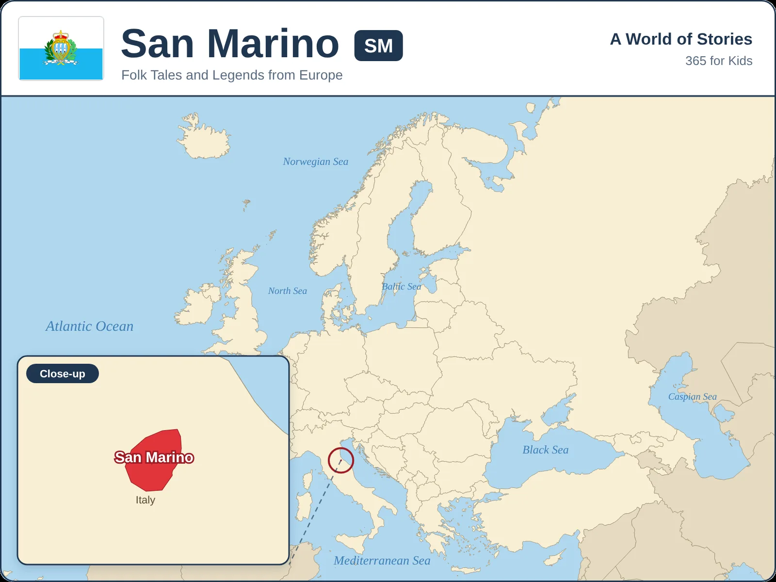 Map showing where San Marino is in Europe