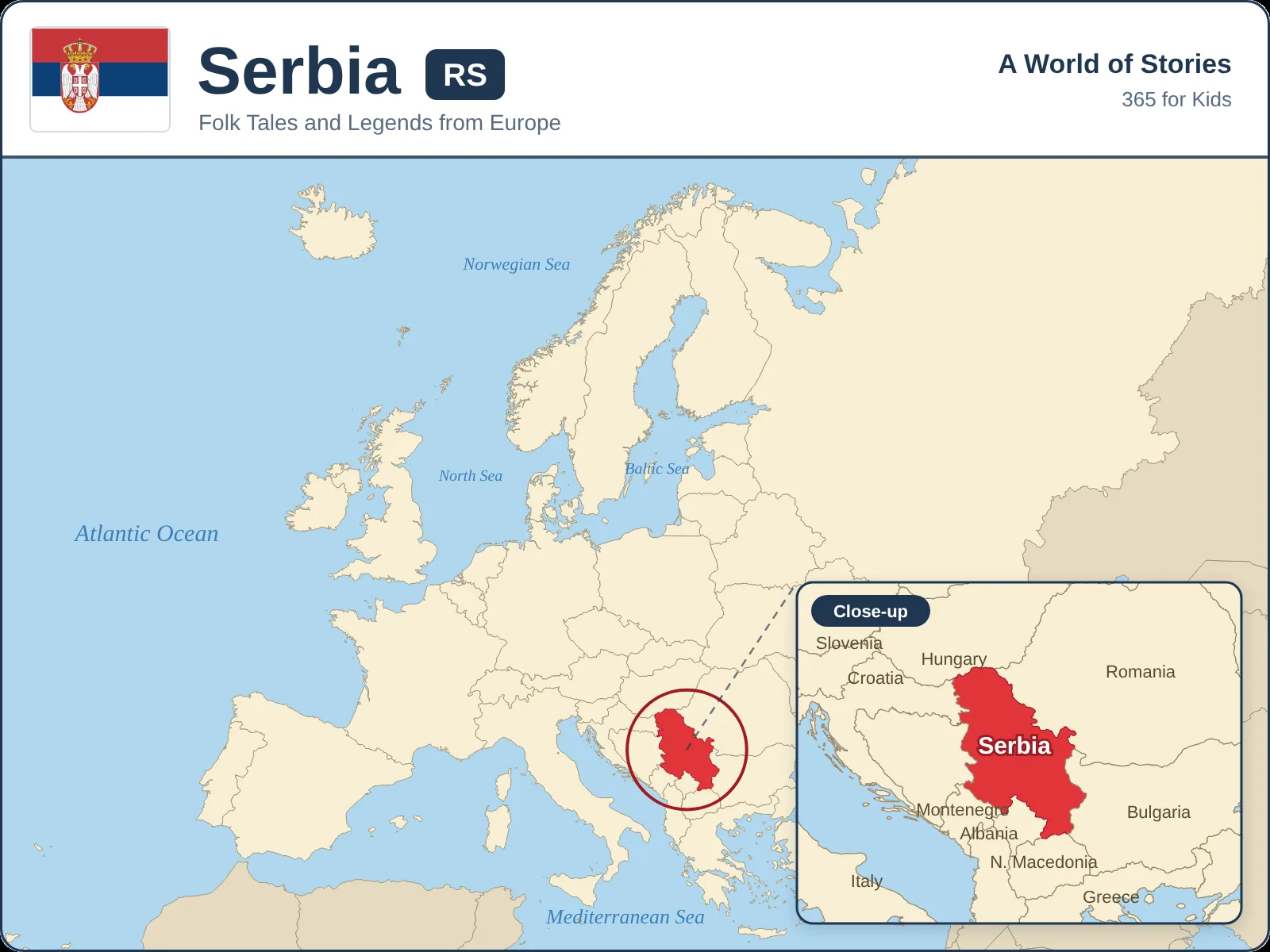 Map showing where Serbia is in Europe