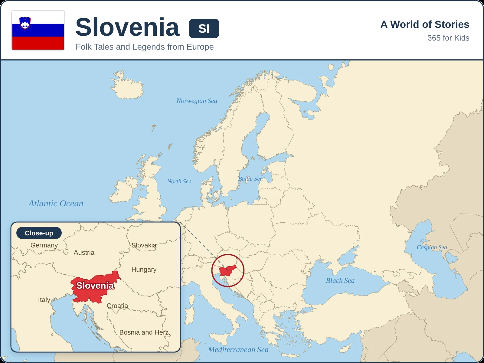 Map showing where Slovenia is in Europe