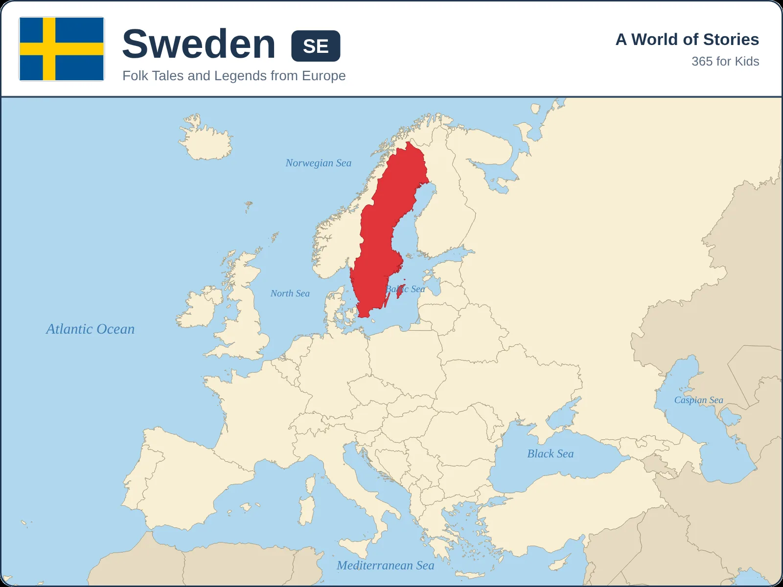 Map showing where Sweden is in Europe