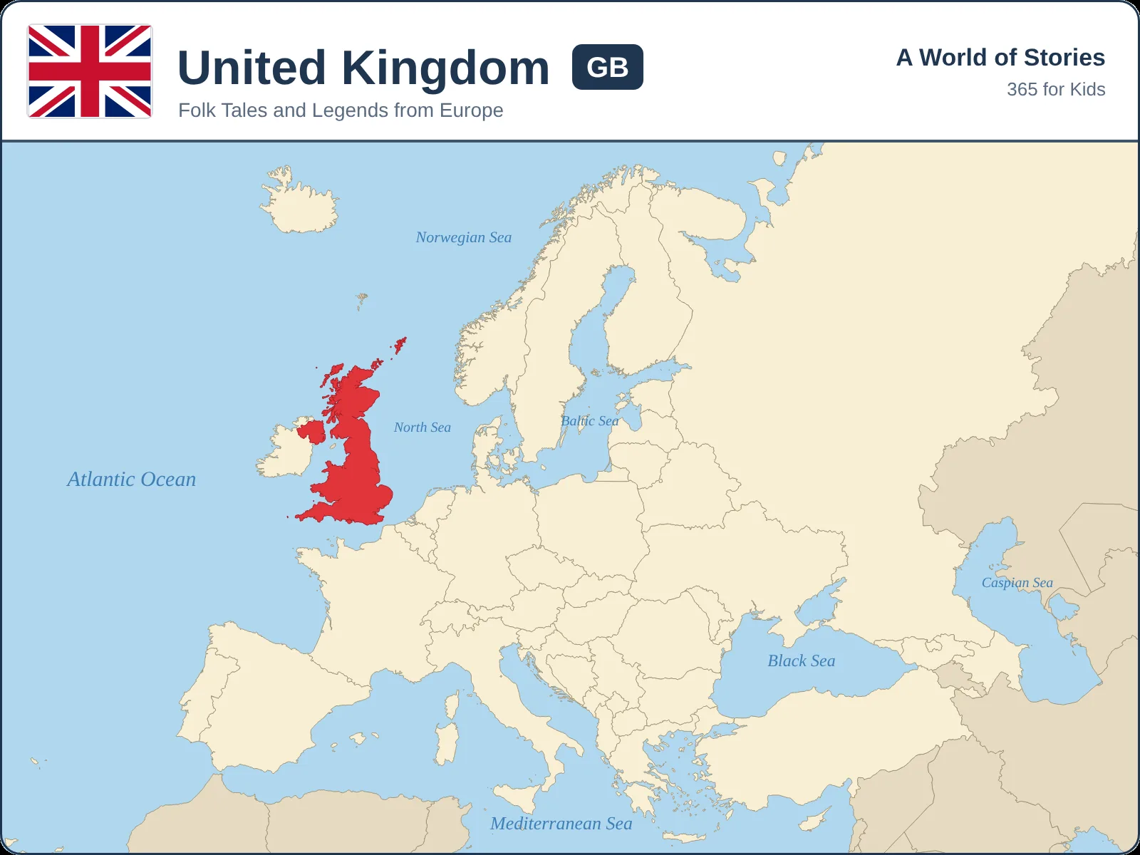 Map showing where United Kingdom is in Europe