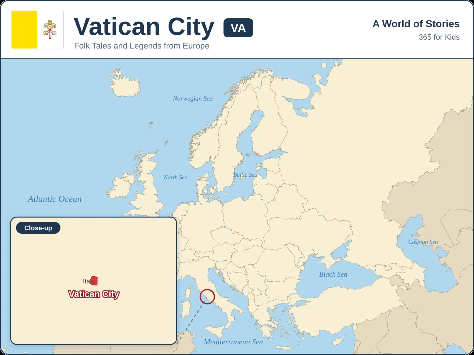 Map showing where Vatican City is in Europe